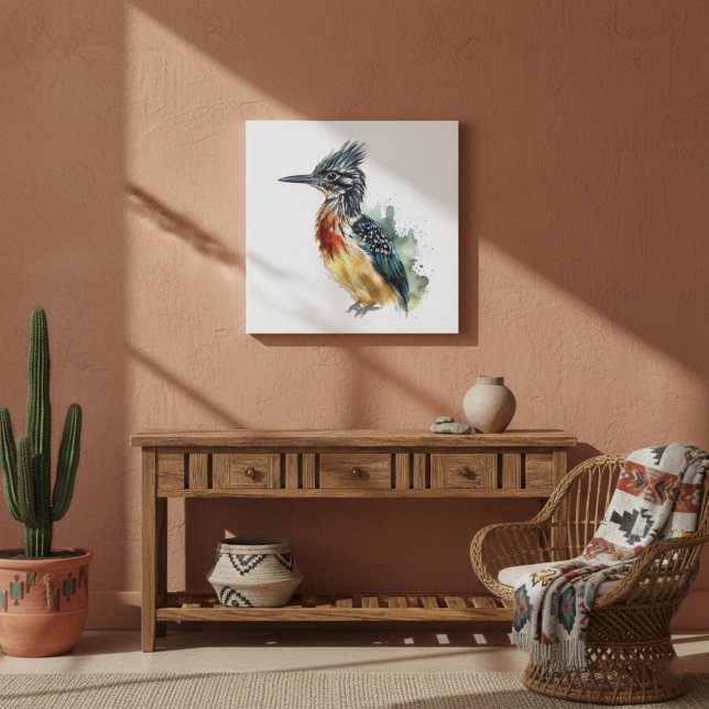 The Painted Runner, Watercolor Roadrunner Faux Canvas Print (Creator Uploaded)