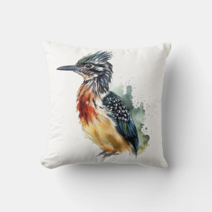 The Painted Runner, Watercolor Roadrunner Throw Pillow