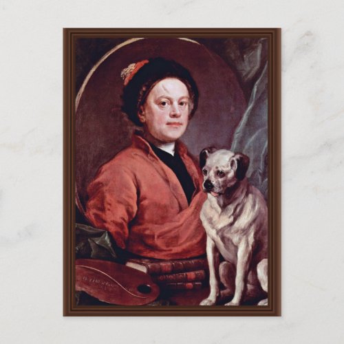 The Painter And His Pug Self Portrait By Hogarth Postcard