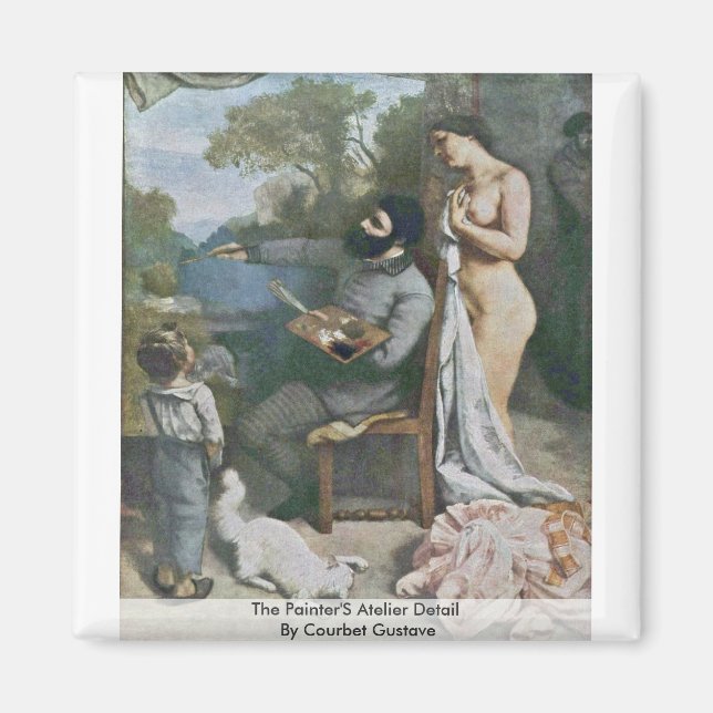 The Painter'S Atelier Detail By Courbet Gustave Magnet (Front)