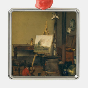The Painter's Monkey Metal Ornament