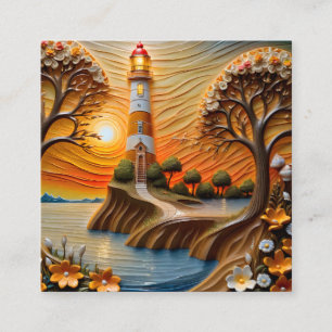 The painting is made of carved wood and is bathing square business card