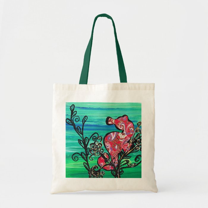 The Paisley Seahorse budget tote Canvas Bags