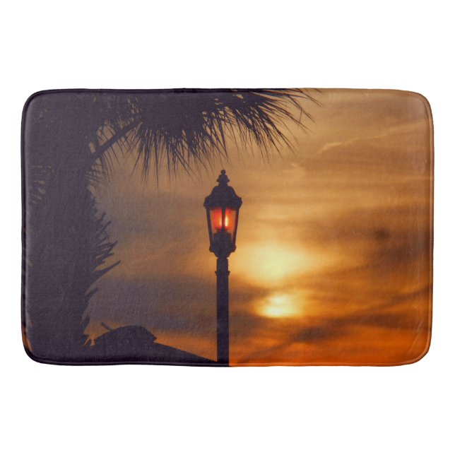 The Palm, Lantern and Sunset Bath Mat (Front)