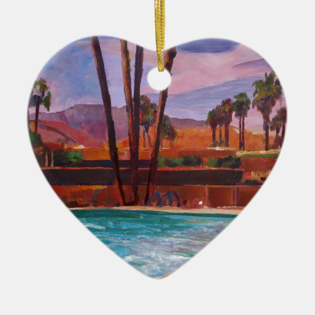 The Palm Springs Pool Ceramic Ornament (Front)