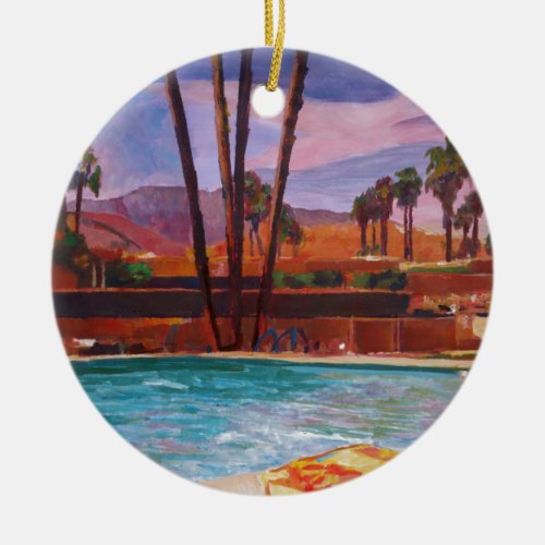 The Palm Springs Pool Ceramic Ornament