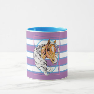 The Palomino (blue, black & white stripes) Mug