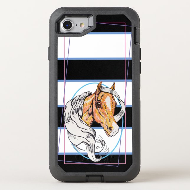 The Palomino (blue, black & white stripes) Otterbox iPhone Case (Back)