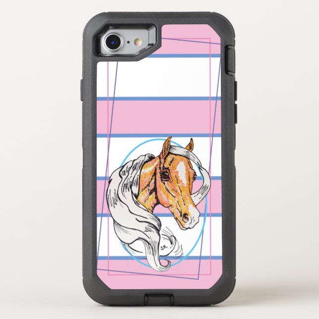 The Palomino (blue, pink & white stripes) Otterbox iPhone Case (Back)