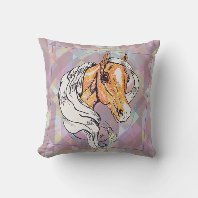 The Palomino (pink violet geometric) Throw Pillow (Front)