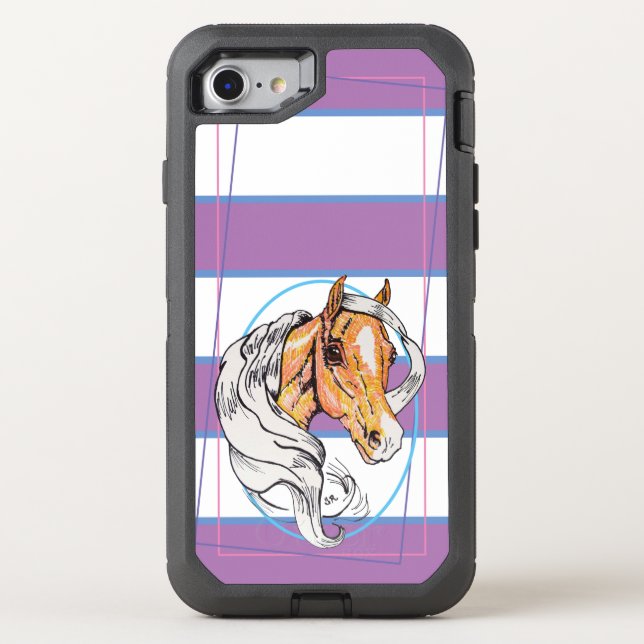The Palomino (purple, blue & white stripes) Otterbox iPhone Case (Back)
