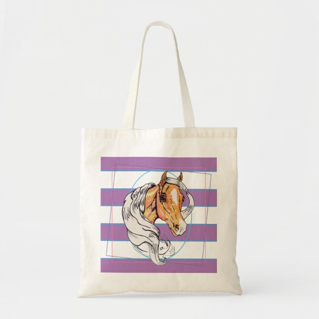 The Palomino (purple, blue & white stripes) Tote Bag (Front)