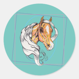 The Palomino (teal) Classic Round Sticker