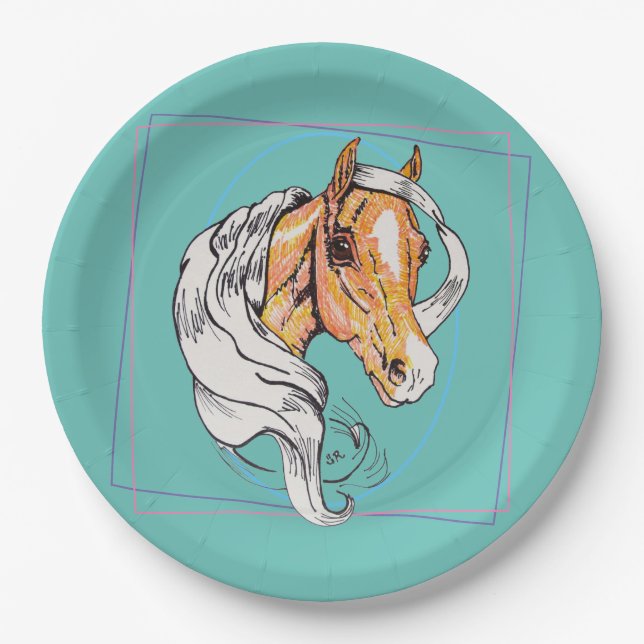 The Palomino (teal) Paper Plates (Front)