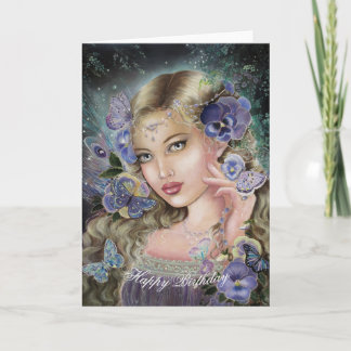 The pansy fairy birthday greeting card