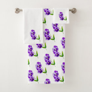 'The Pansy Party' on a Bathroom Towel Set (III)
