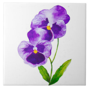 'The Pansy Party' on a Ceramic Tile (III)