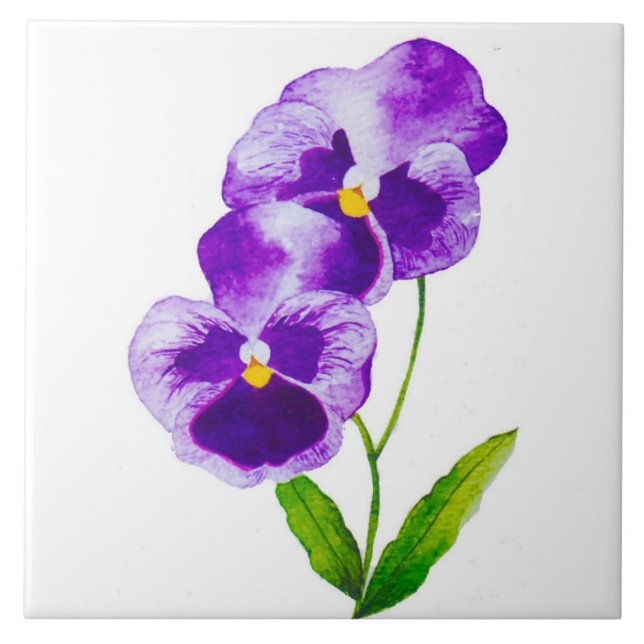 'The Pansy Party' on a Ceramic Tile (III) (Front)