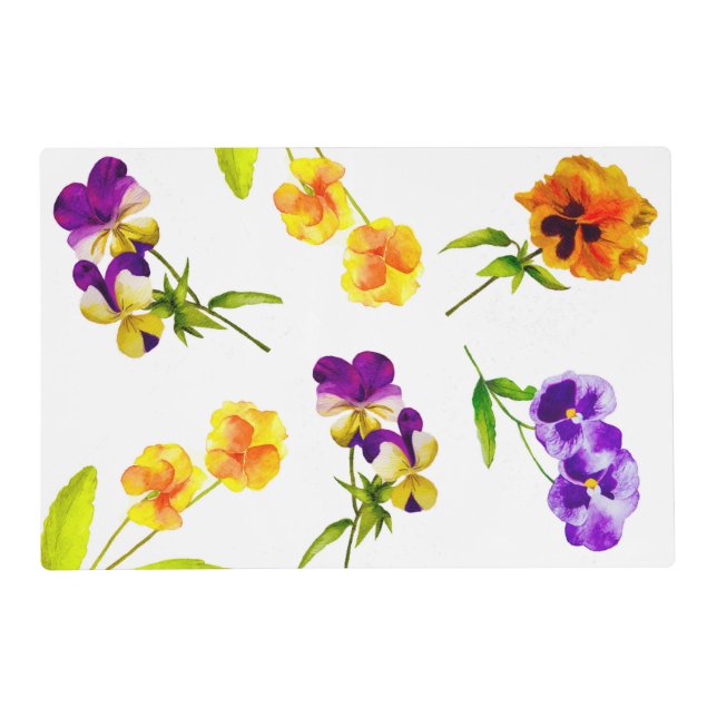 'The Pansy Party' on a Laminated Placemat (Front)