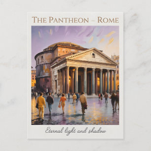 The Pantheon Rome Italy Watercolor Vintage Travel Postcard