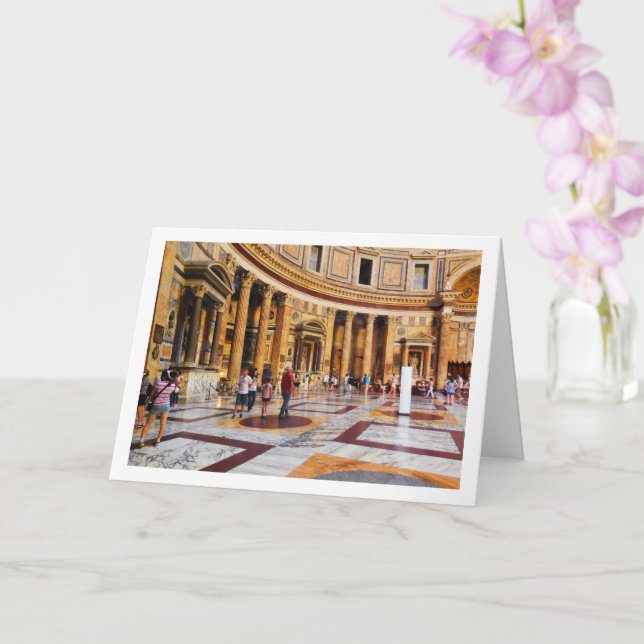 The Pantheon Scene, Rome, Italy Card (Orchid)