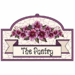 "The Pantry" - Decorative Sign - 33 Cutout<br><div class="desc">Ruby roses on cream: This item is part of a large collection of mix & match gifts all with the same basic design elements.. The original design was hand painted and features ruby roses on a cream background, maroon and cream checks and stripes, and some cream coloured lace on a...</div>