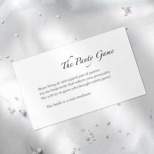The Panty Game  Black  White Bridal Shower Enclosure Card