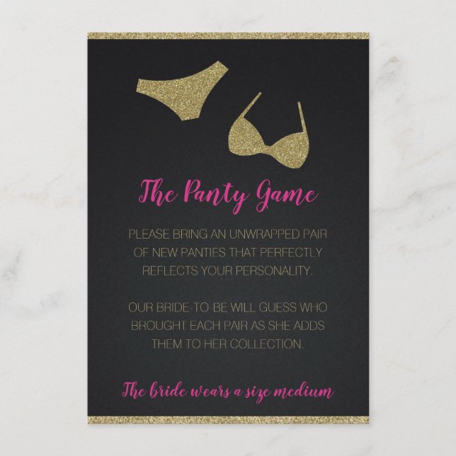 The Panty Game for Bachelorette and Hens Party Enclosure Card (Front)