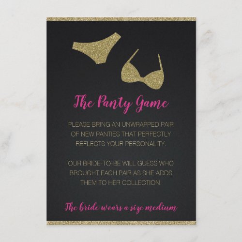 The Panty Game for Bachelorette and Hens Party Enclosure Card