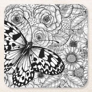 The paper kite garden square paper coaster