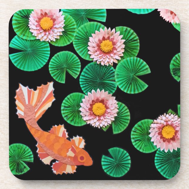 The Paper Koi Pond Beverage Coaster (Front)