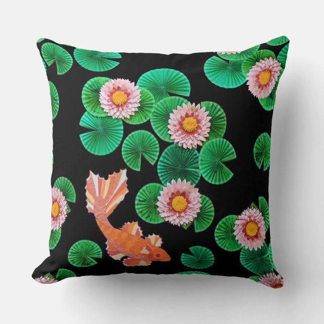 The Paper Koi Pond Throw Pillow (Front)