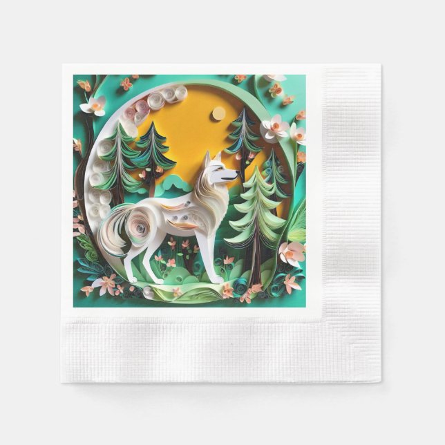 The paper wolf is a highly detailed and realistica napkins (Front)