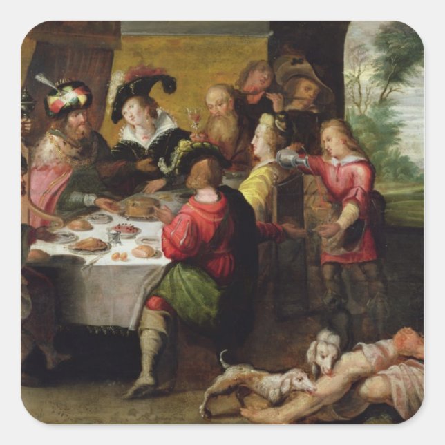 The Parable of the Rich Man and Lazarus Square Sticker (Front)