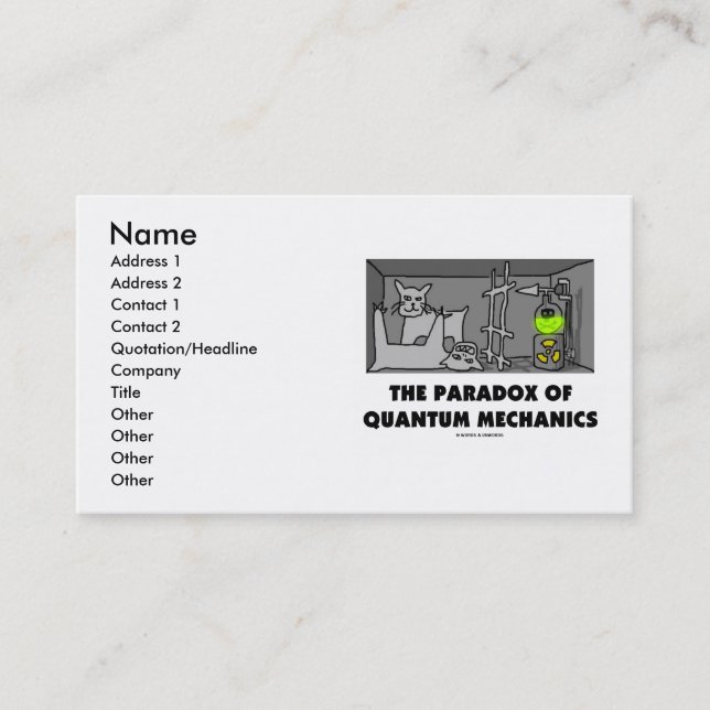 The Paradox Of Quantum Mechanics Business Card (Front)
