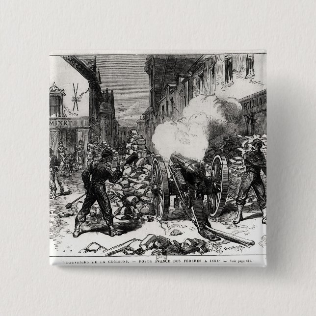 The Paris Commune: A Barricade at Issy Pinback Button (Front)