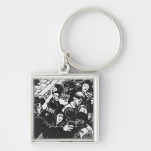 The Paris crowd, 1892 Keychain