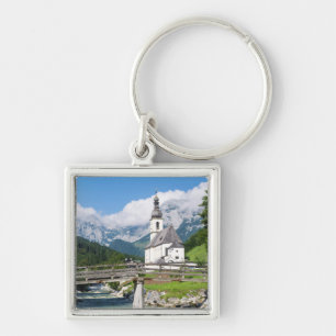 The parish church of Ramsau in Bavaria, Germany Keychain