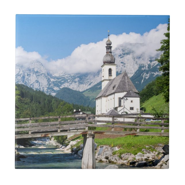 The parish church of Ramsau in Bavaria, Germany Tile (Front)