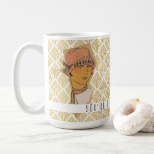 The Parisian Flapper in Gold Champagne Art Deco Tw Coffee Mug