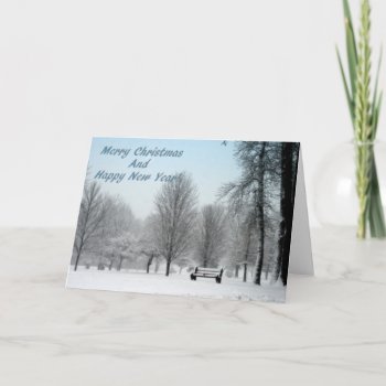 "the Park Bench In Winter" Christmas Card by kkphoto1 at Zazzle
