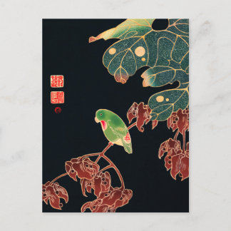 The Paroquet Colorful Bird Japanese illustration Postcard