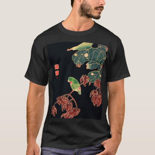 The Paroquet Colorful Bird Japanese illustration T_Shirt