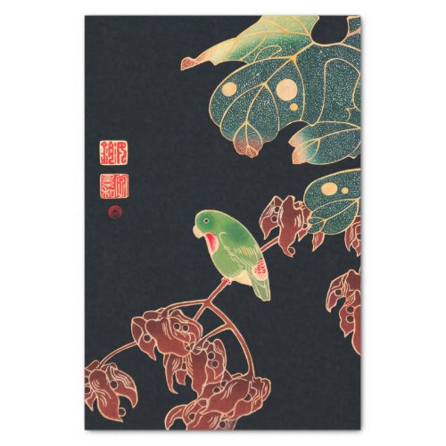 The Paroquet Colorful Bird Japanese illustration Tissue Paper