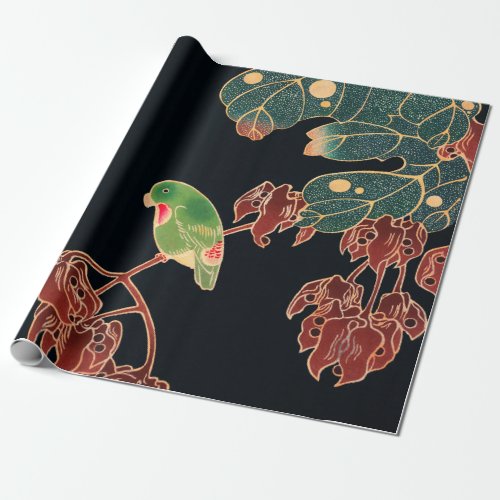 The Paroquet Colorful Bird Japanese illustration Wrapping Paper