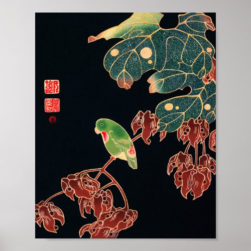 The Paroquet Vintage Bird Japanese Woodblock Print