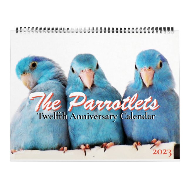 The Parrotlets 2023 12 year anniversary Calendar  (Cover)