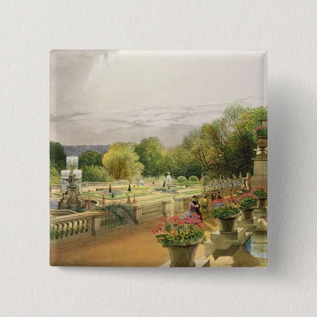 The Parterre, Harewood House near Leeds, pub. by T Pinback Button (Front)
