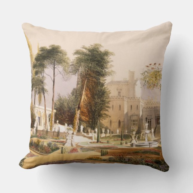 The Parterre in the Gardens at Wilton, the seat of Throw Pillow (Front)