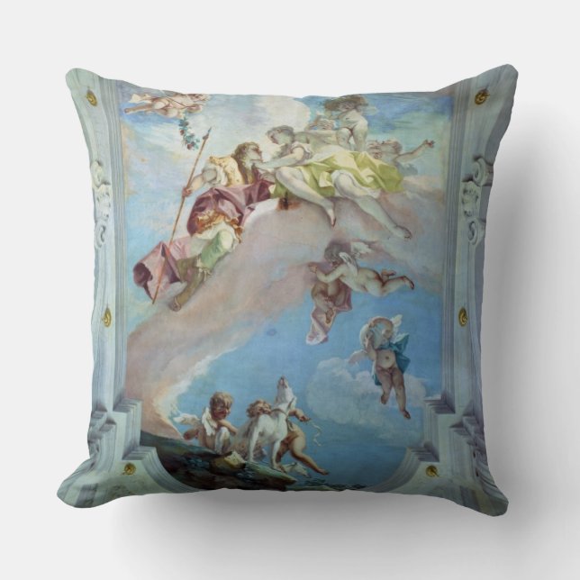 The Parting of Venus from Adonis, 1707-08 (fresco) Throw Pillow (Front)